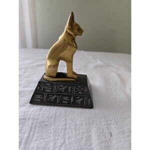 Vintage Brass Egyptian Cat of Godess Bastet Statue Sculpture Figurine